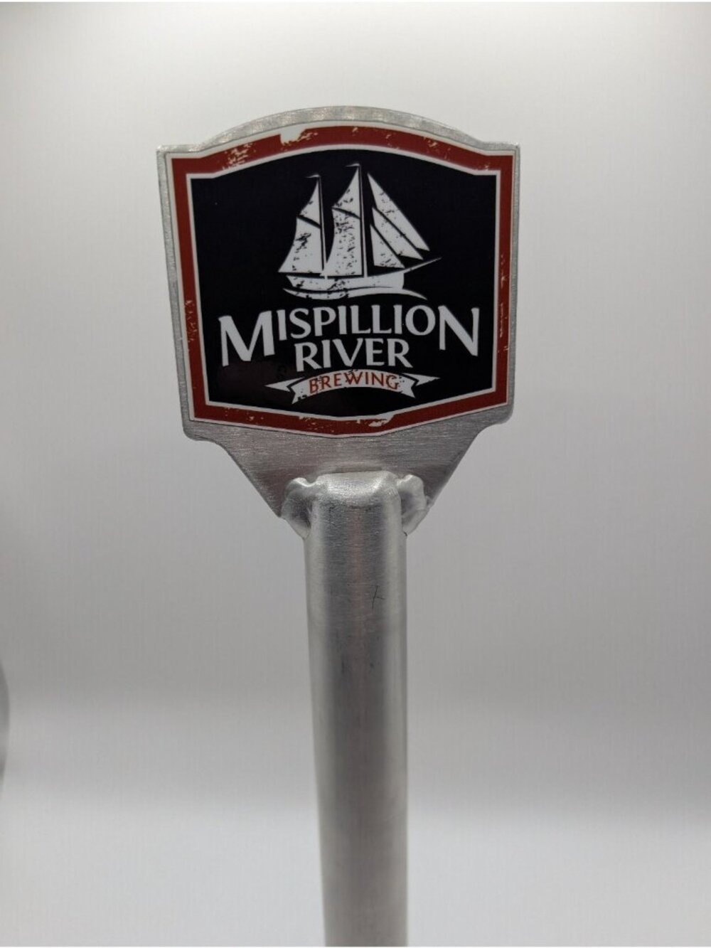 Mispillion River Brewing Tap Handle Black Silver Sailboat Metal Breweriana RARE - Picture 5 of 5